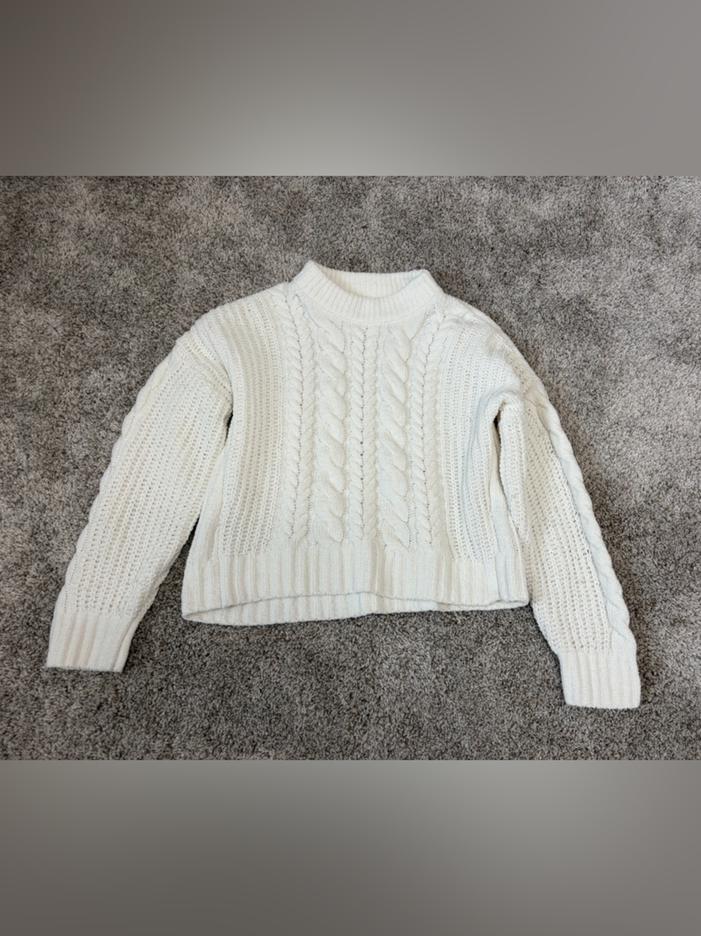 abercrombie kids Cream Cable Knit Sweater